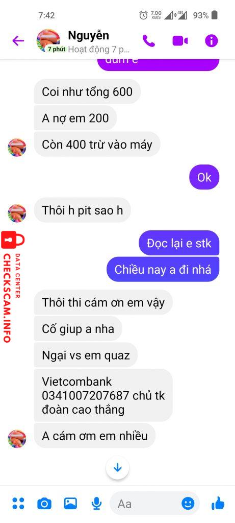 Evidence against ĐOÀN CAO THẮNG