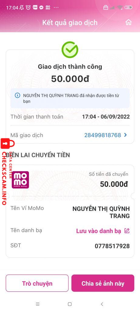Evidence against NGUYỄN THỊ QUỲNH TRANG