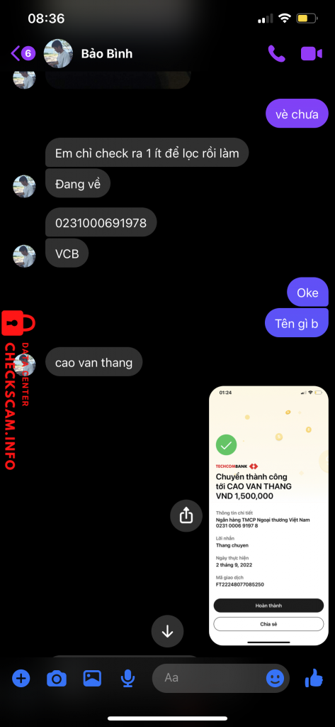 Evidence against CAO VAN THANG