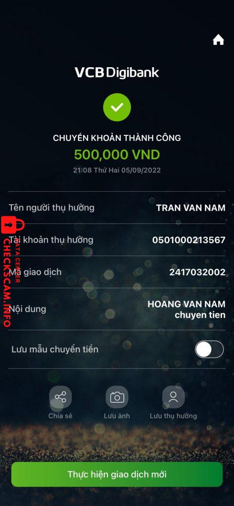 Evidence against Trần Văn Nam