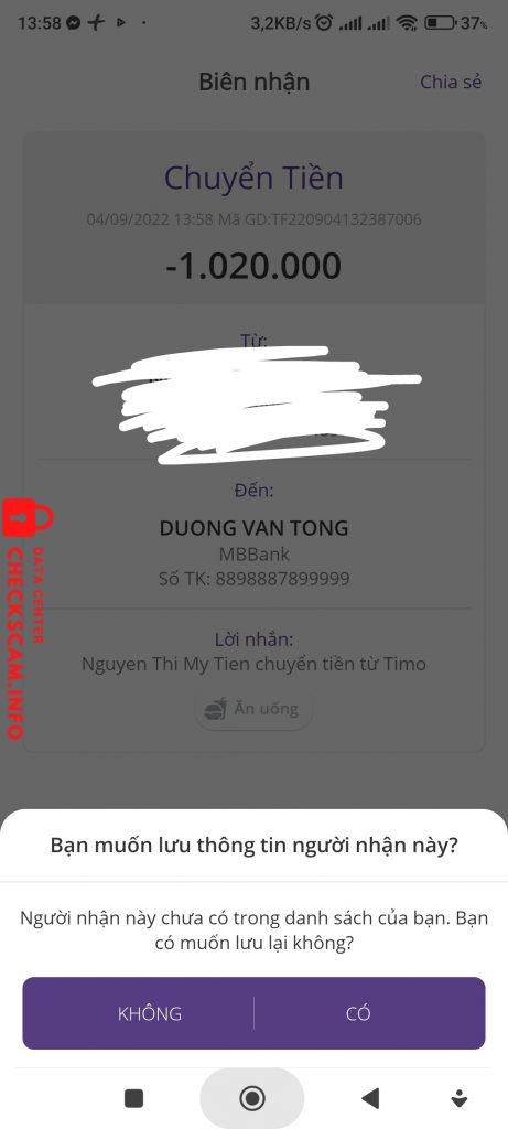 Evidence against Duong van tong