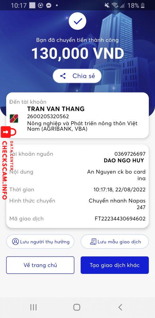 Evidence against Trần Văn Thắng