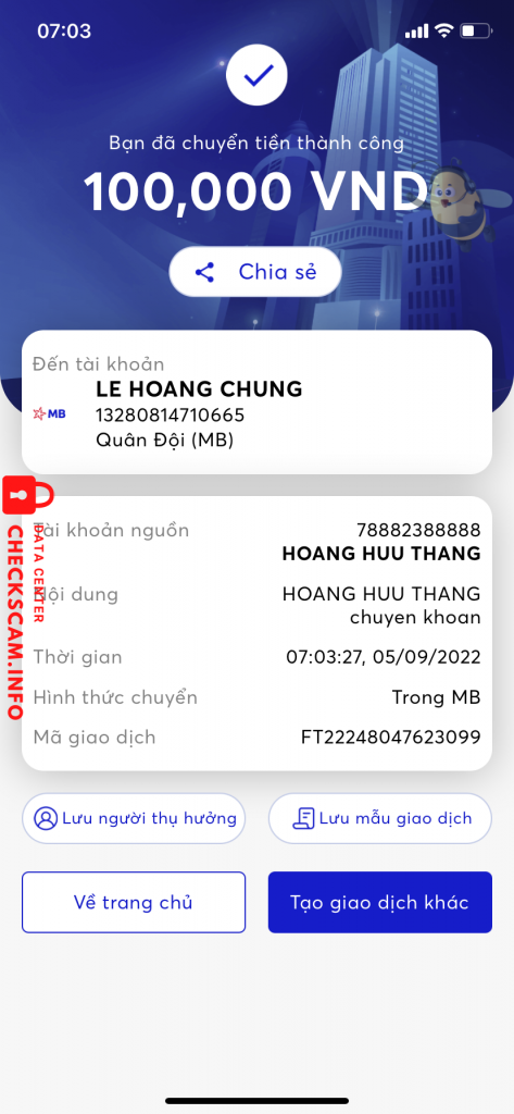 Evidence against LÊ HOÀNG CHUNG