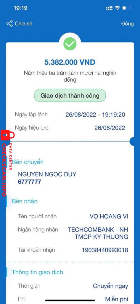 Evidence against Vo hoang vi