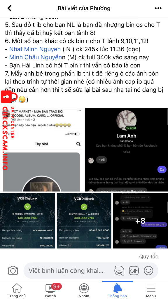 Evidence against HOANG BAO NGOC