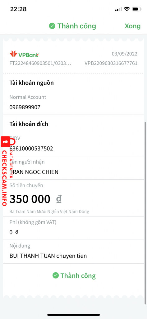Evidence against Trần Ngọc Chiến