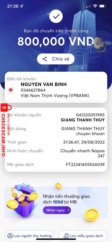 Evidence against Nguyễn Văn Bình