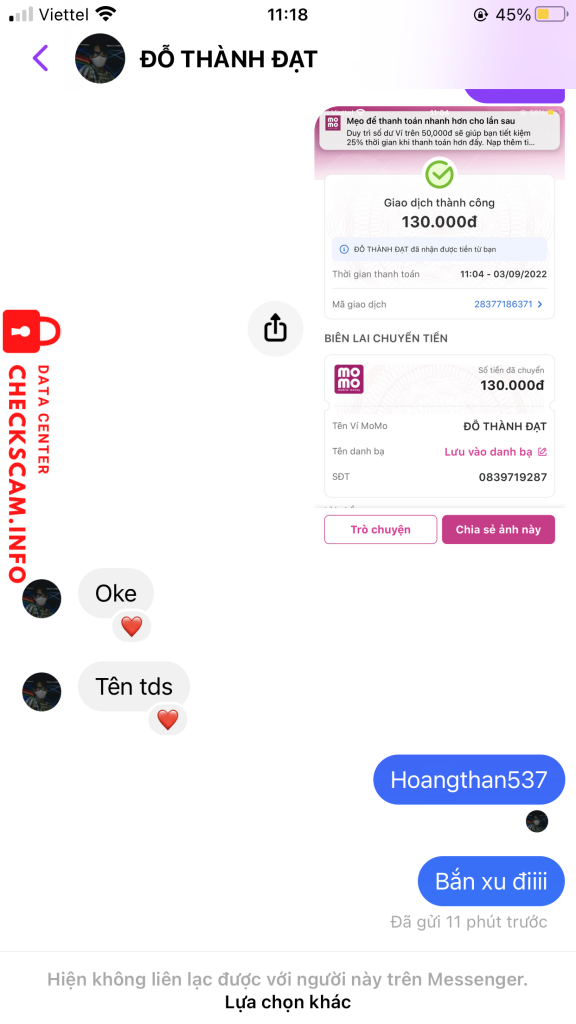 Evidence against Đỗ Thành Đạt
