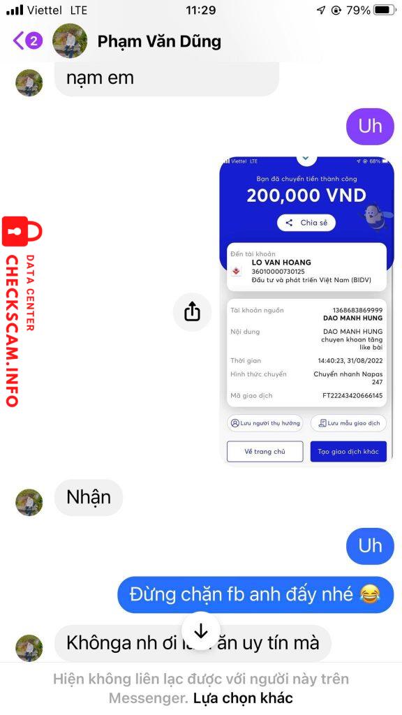 Evidence against Phạm Văn Dũng ——- Lò văn hoàng