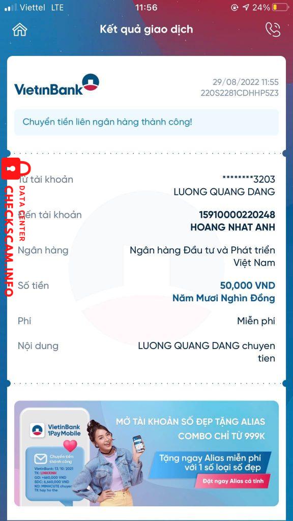 Evidence against HOANG NHAT ANH