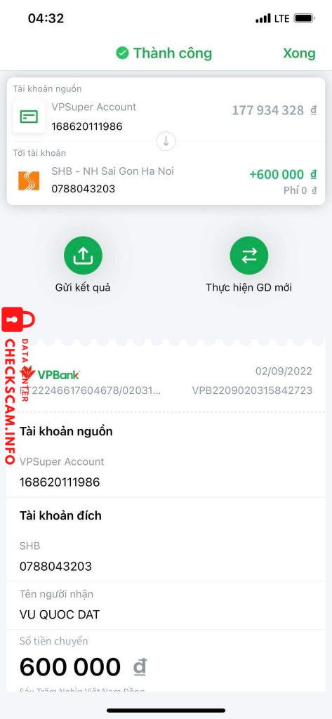 Evidence against Vũ Quốc Đat