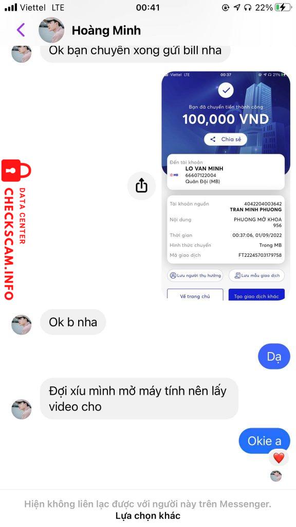 Evidence against Lo Van Minh