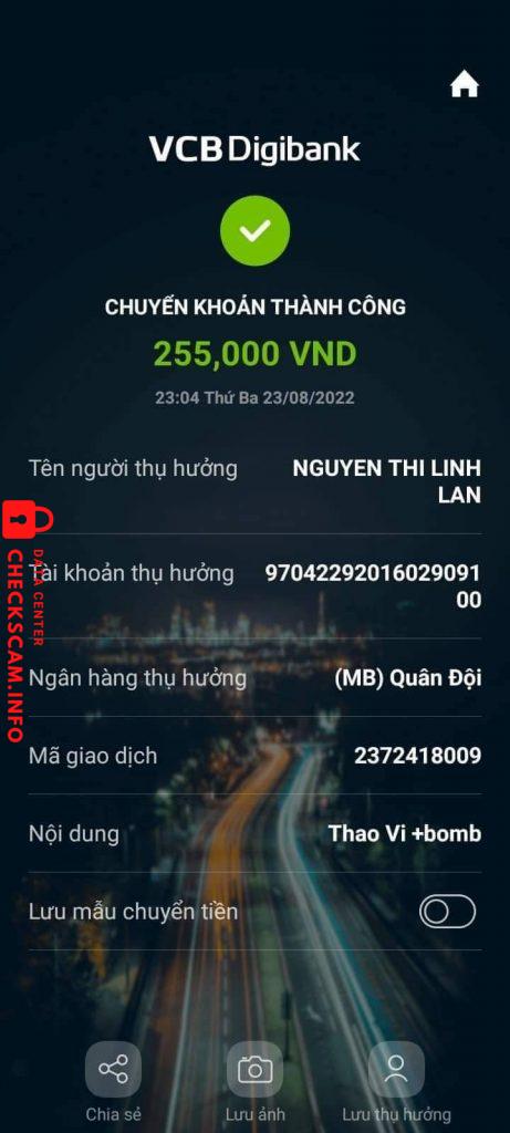 Evidência contra Nguyen Thi Linh Lan