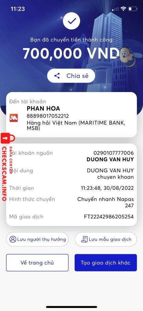 Evidência contra PHAN HOA