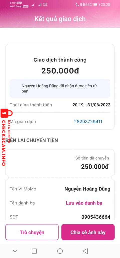 Evidência contra Nguyễn Hoàng Dũng