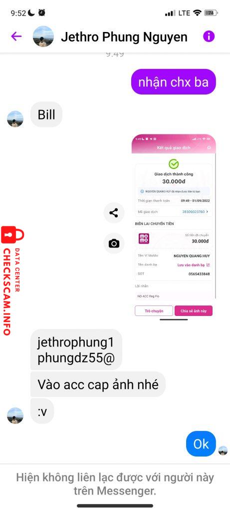 Evidência contra Phùng Nguyen