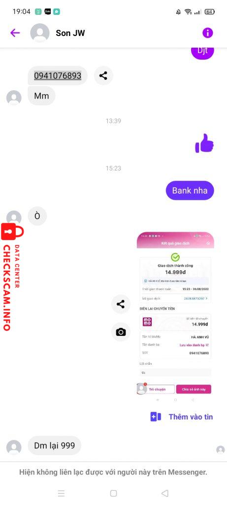 Evidência contra HÀ ANH VŨ