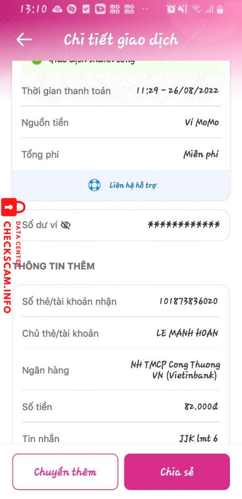 Evidência contra Le Manh Hoan