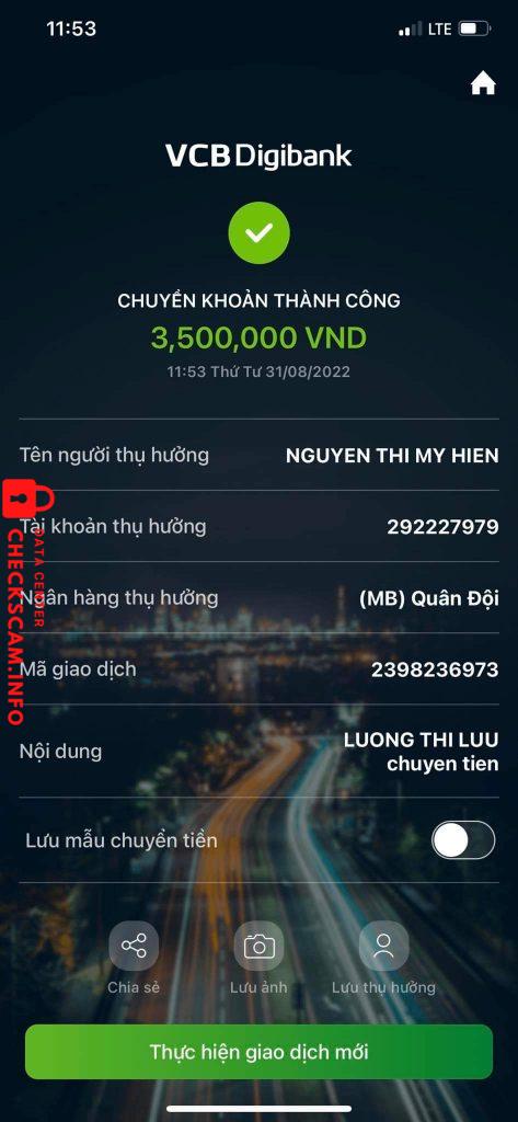 Evidência contra Nguyễn Thị Mỹ Hiền