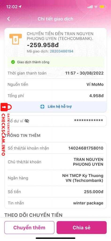 Evidência contra TRAN NGUYEN PHUONG UYEN