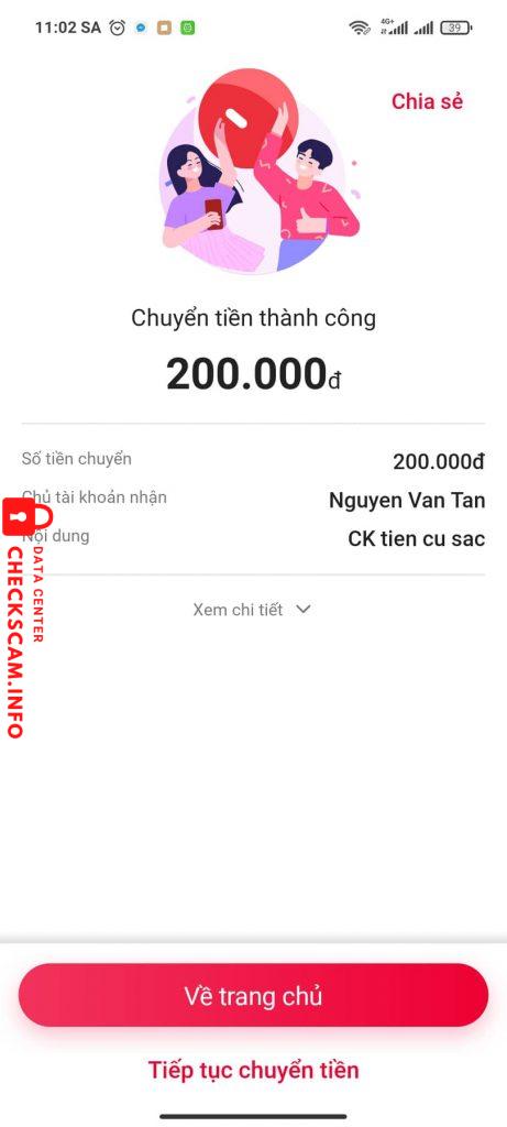 Evidência contra Nguyen Van Tan