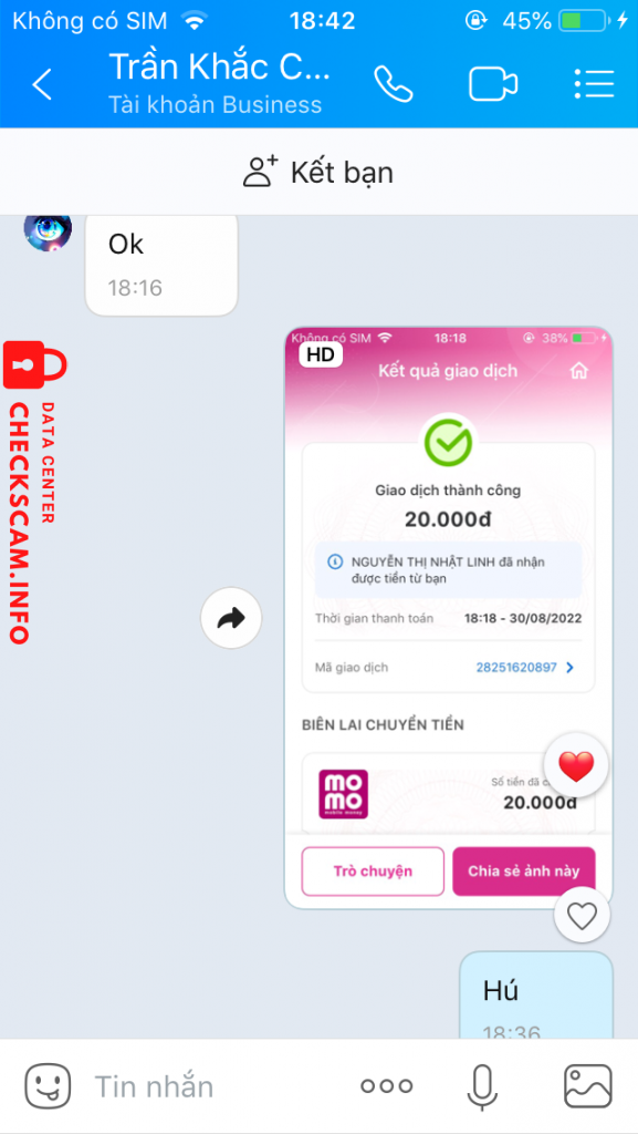 Evidência contra Nguyễn Thị Nhật Linh