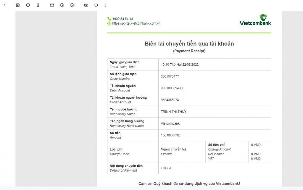 Evidência contra TRINH THI THUY