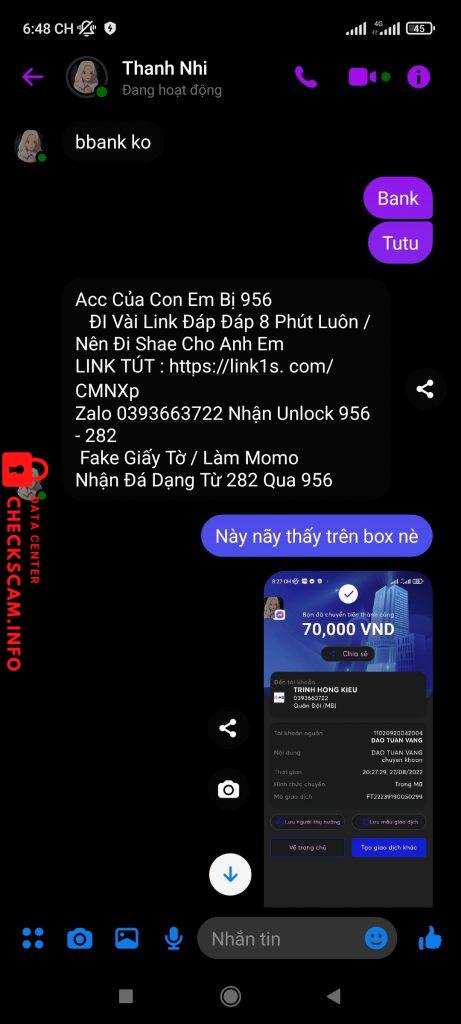 Evidência contra Trinh Hong Kieu