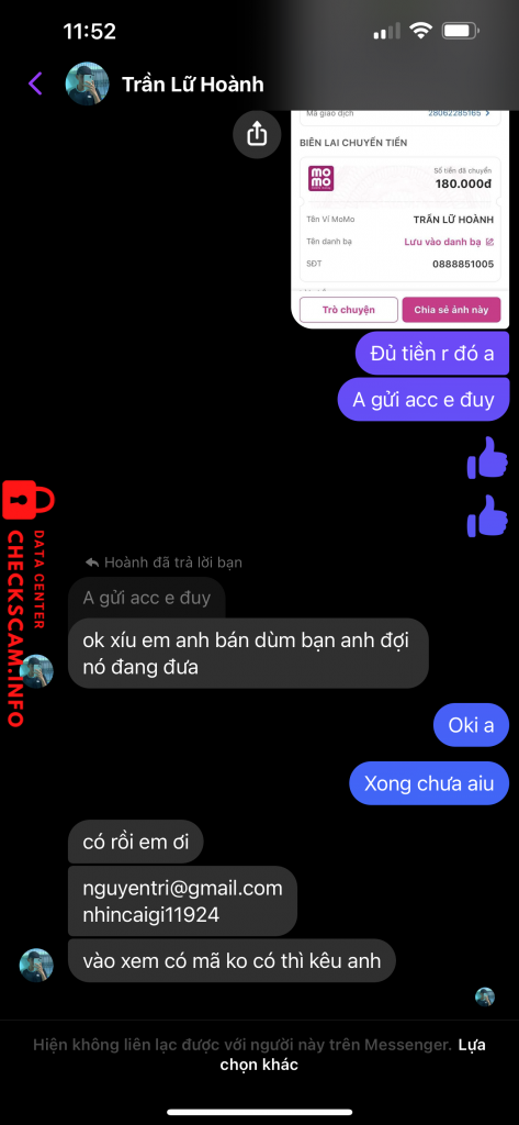 Evidência contra Trần Lữ Hoành