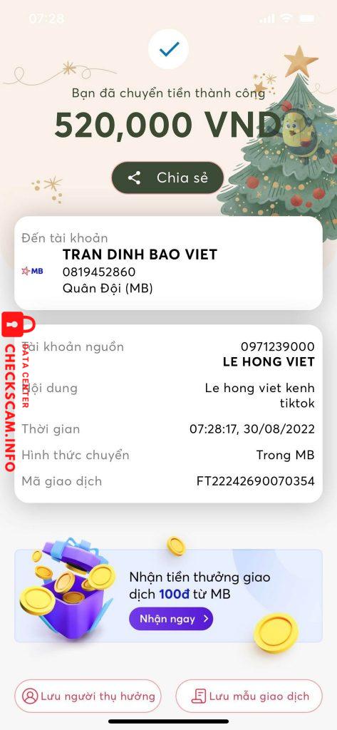 Evidência contra tran dinh bao viet
