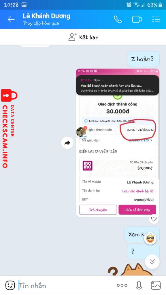 Evidência contra LÊ KHÁNH DƯƠNG