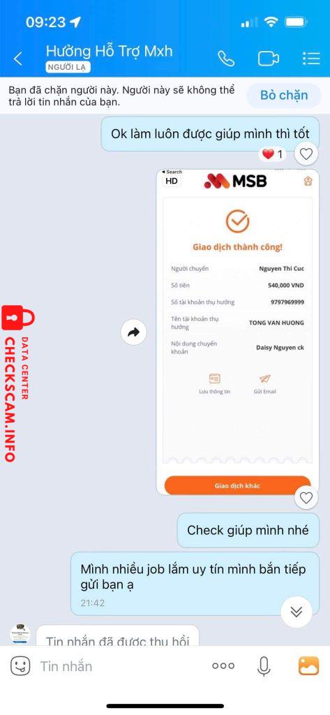 Evidência contra Tong Van Huong
