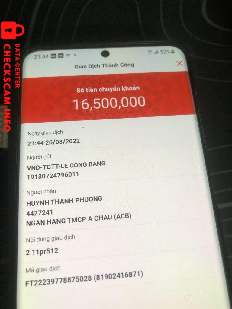Evidência contra Huynh Thanh Phuong