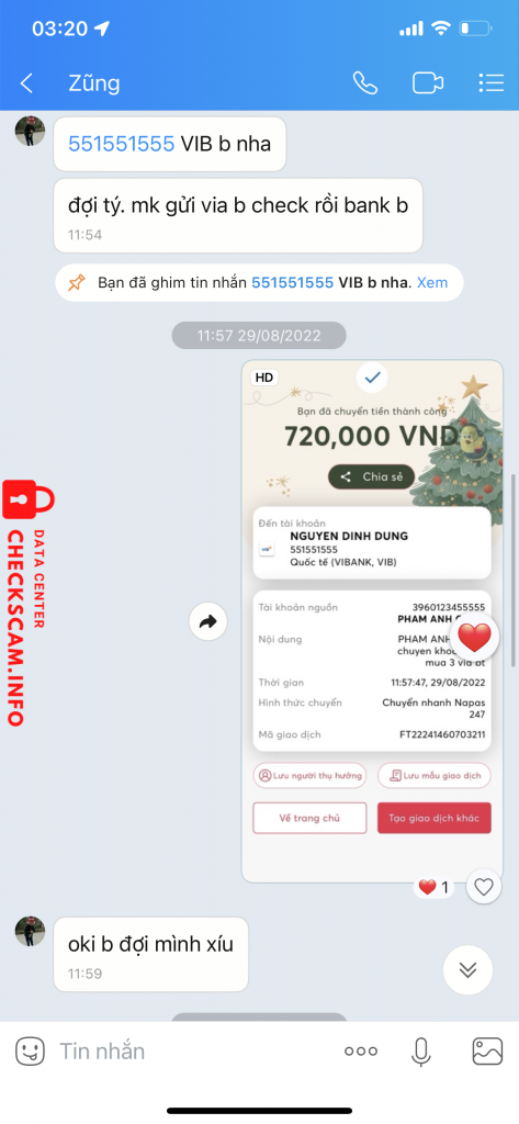 Evidência contra Nguyen Dinh Dung