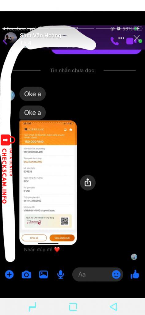 Evidência contra SAM VAN HOANG