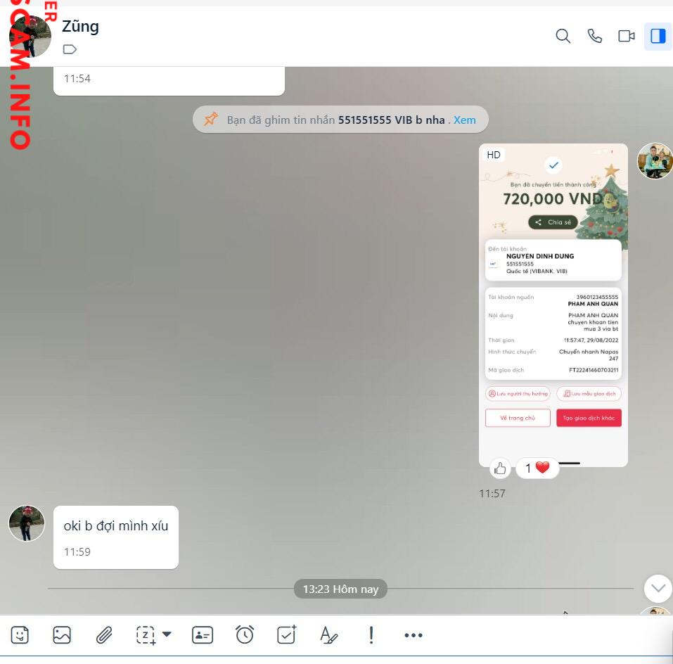 Evidência contra NGUYEN DINH DUNG
