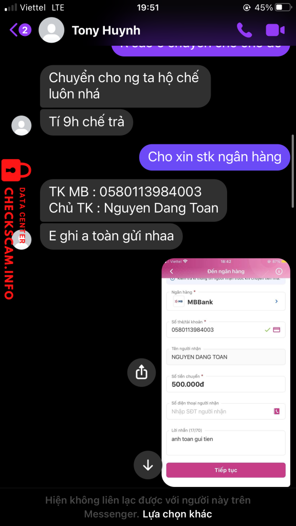 Evidência contra Nguyen Dang Toan