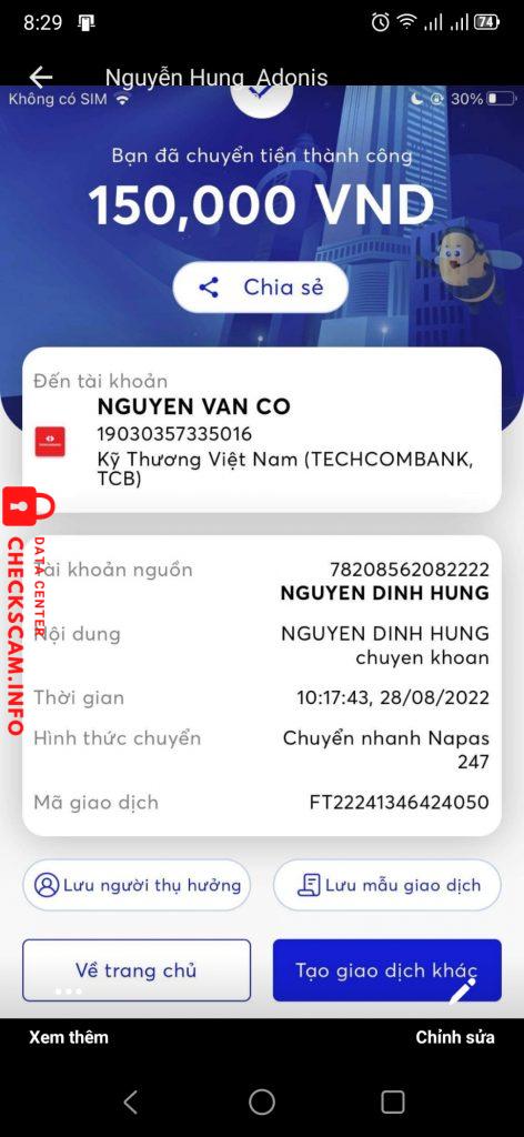 Evidência contra Nguyễn Đình Hùng