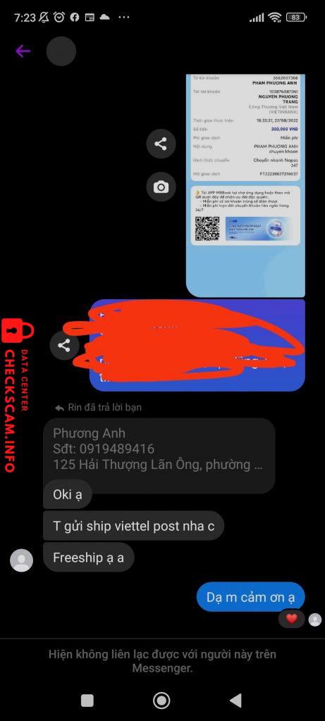 Evidência contra NGUYEN PHUONG TRANG