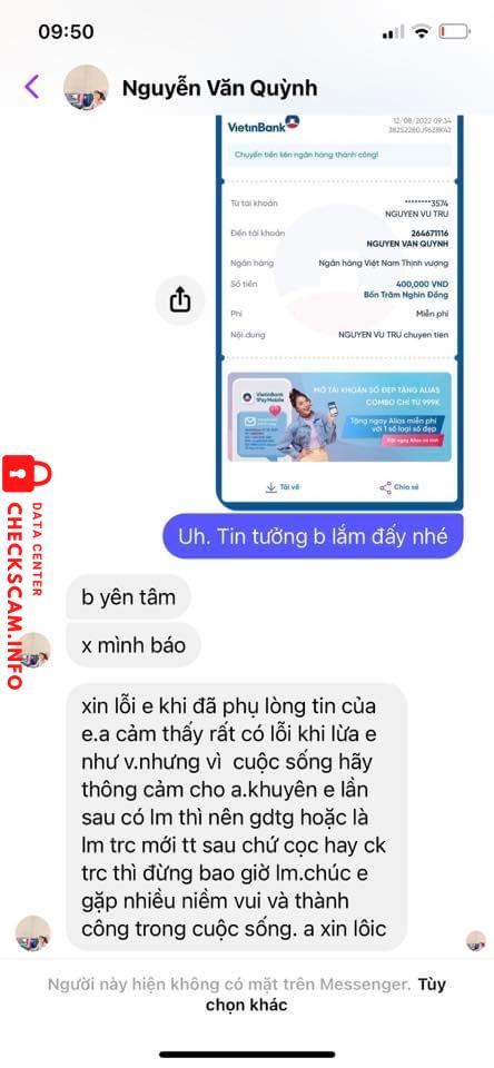 Evidência contra Nguyễn Văn Quỳnh