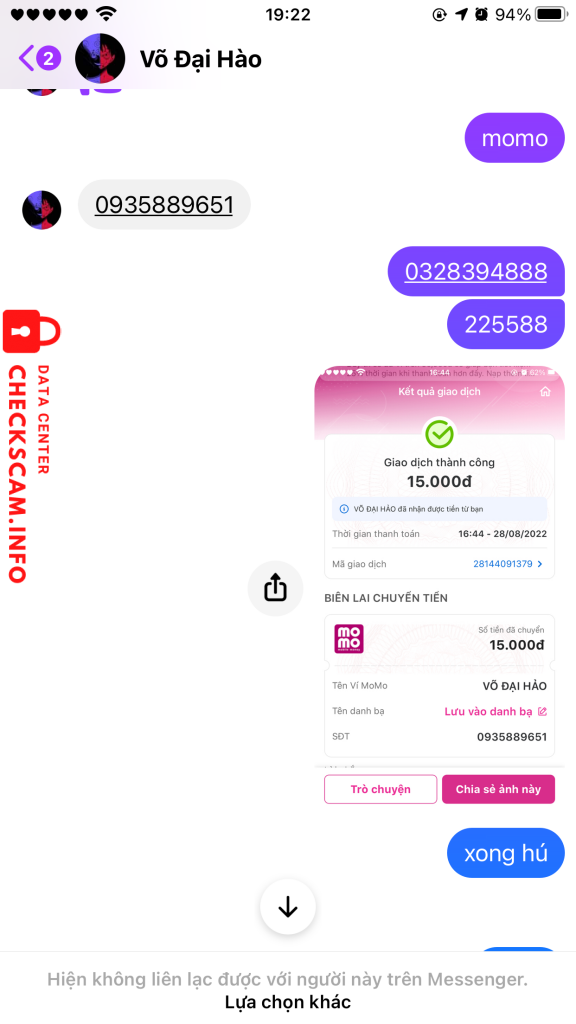Evidência contra VO DAI HAO