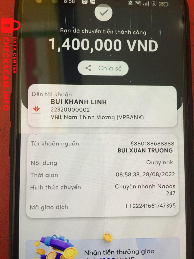 Evidência contra Bùi Khánh Linh