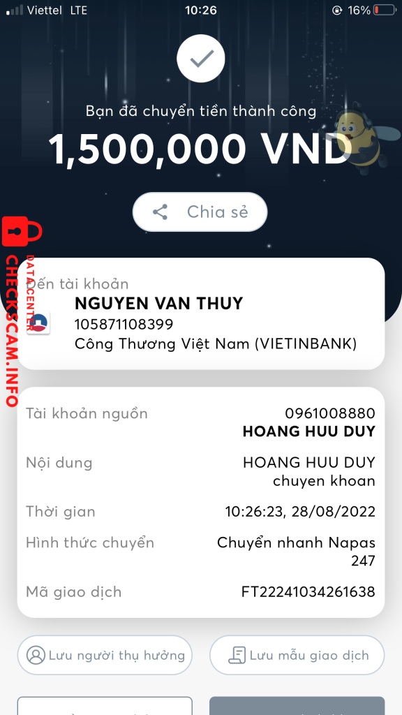 Evidência contra Nguyen van thuy