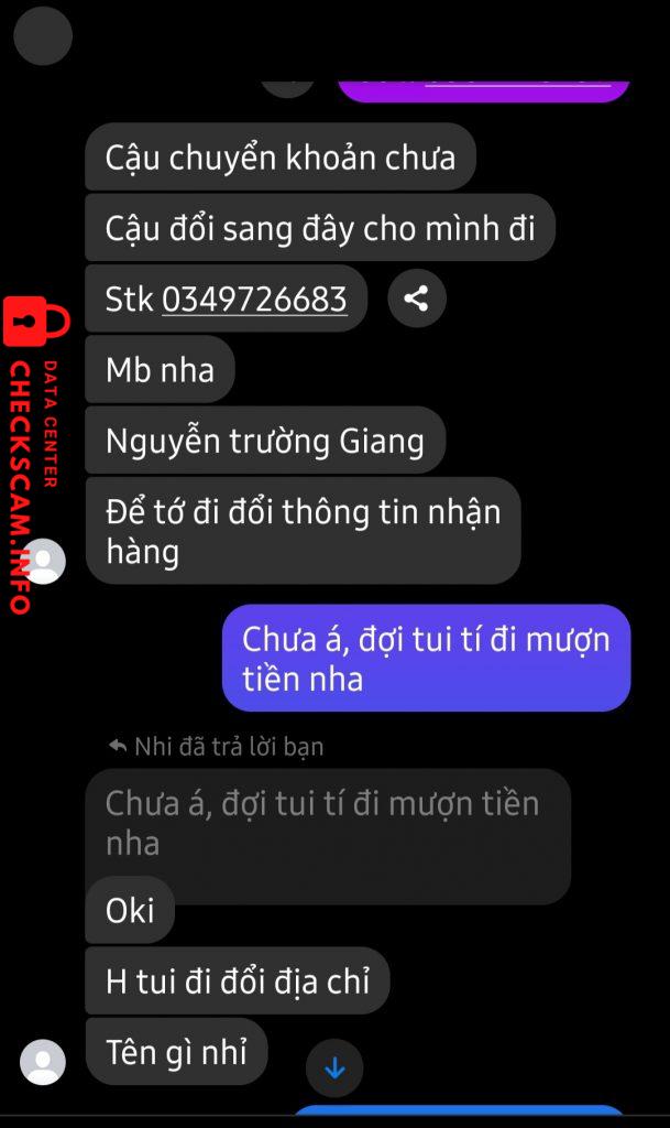 Evidência contra Nguyễn Trường Giang