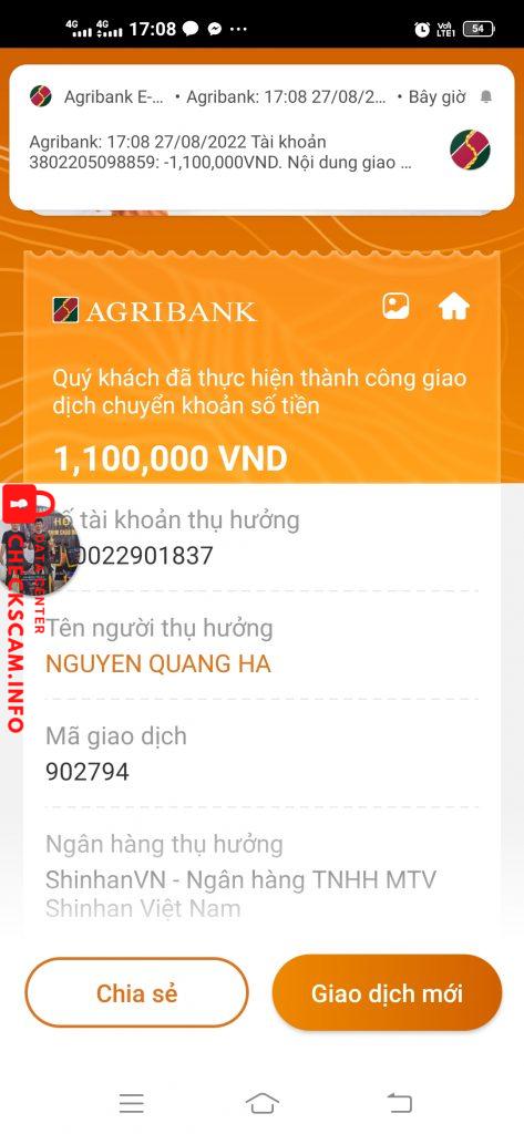 Evidência contra Nguyen Quang Ha