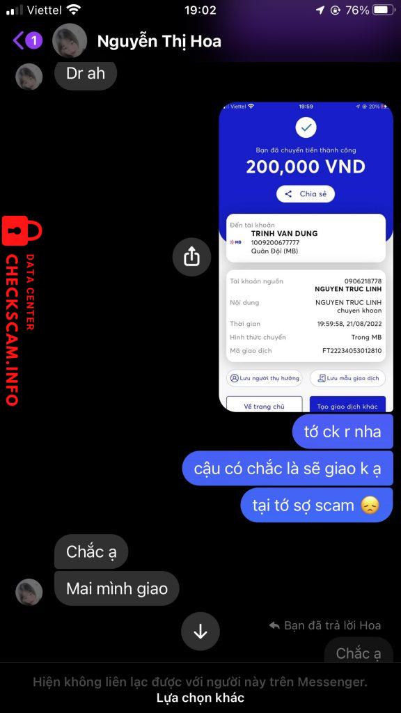 Evidência contra TRINH VAN DUNG