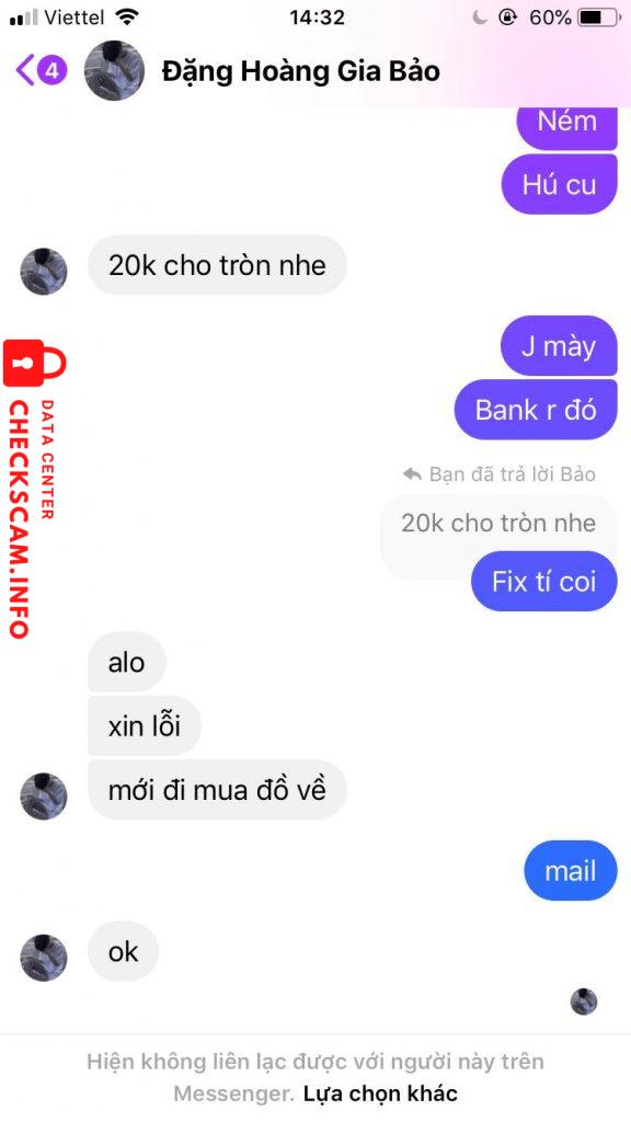 Evidência contra Đặng Hoàng Gia Bảo