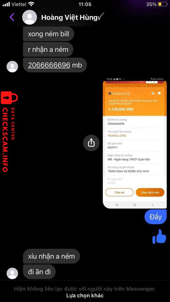 Evidência contra Hoang Viet Hung