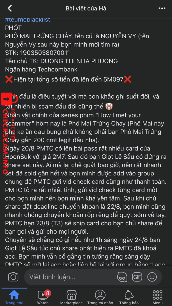 Evidência contra Duong Thi Nha Phuong