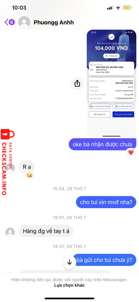 Evidência contra Nguyen Do Quynh Anh